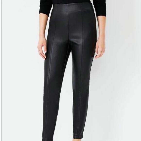 NWT Ann Taylor The Faux Leather Seamed Side Zip Legging - Picture 1 of 8